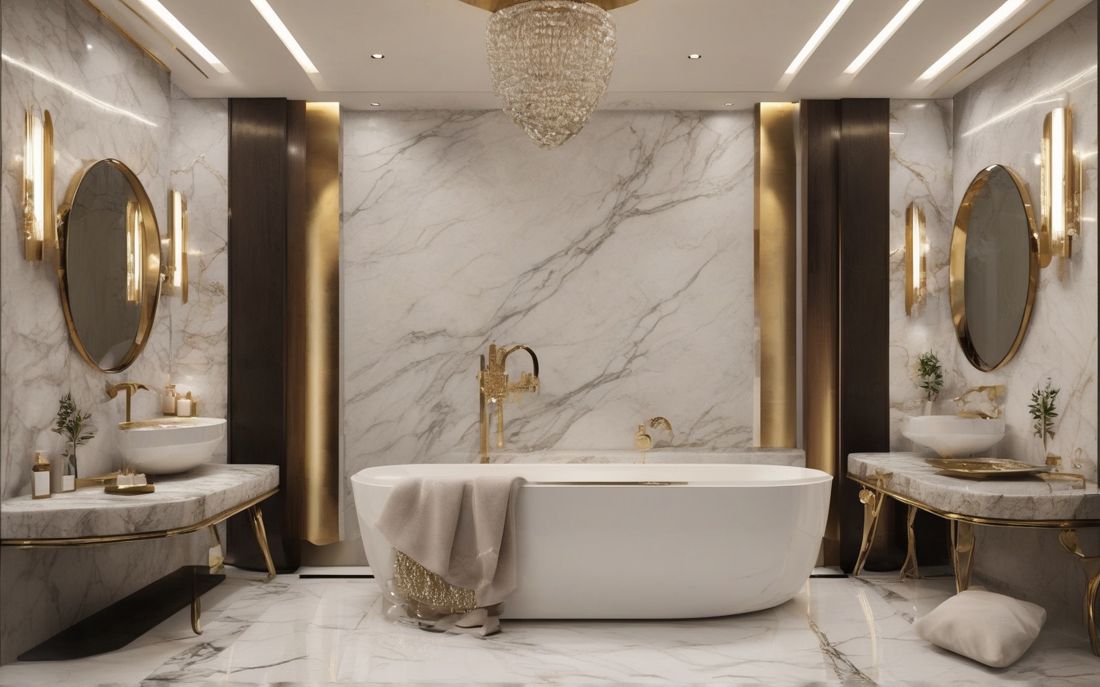 Modern bathroom with marble finishes