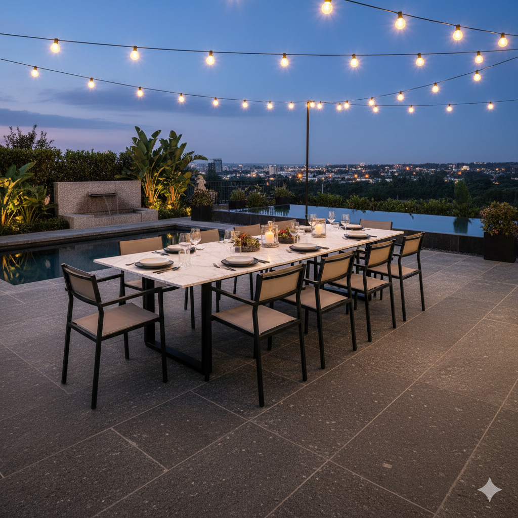 Outdoor patio with granite flooring